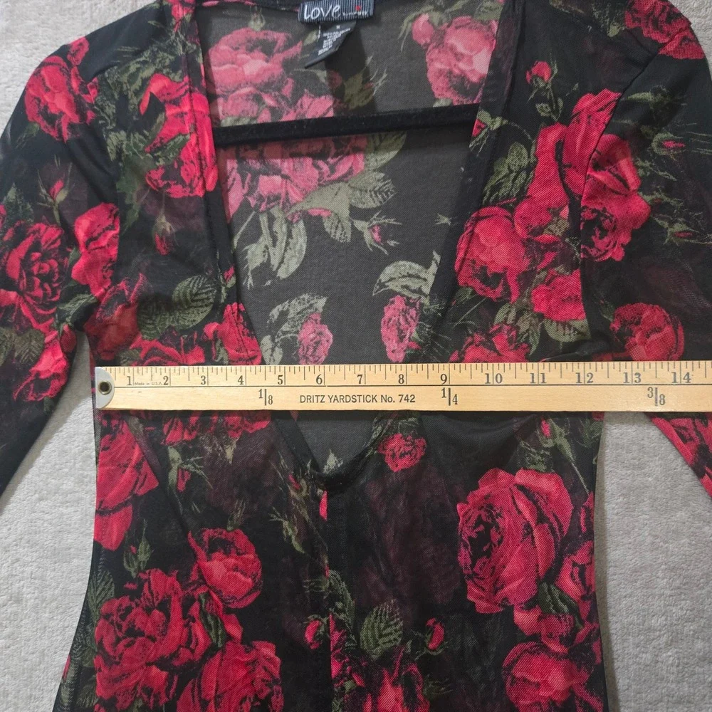 Love Tree Mesh Duster Cardigan Small Dark Floral Sheer Rose Goth Romantic Layer - Picture 11 of 12